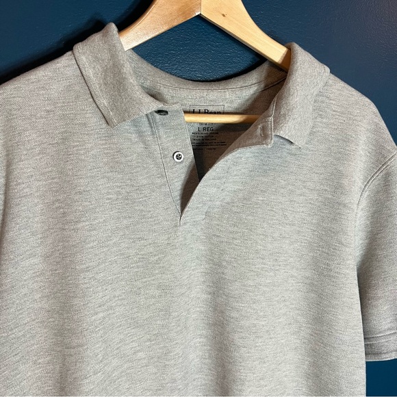 Men’s L.L. Bean Light Grey Trim Fit L Reg Polo Shirt 100% Cotton - Picture 2 of 9